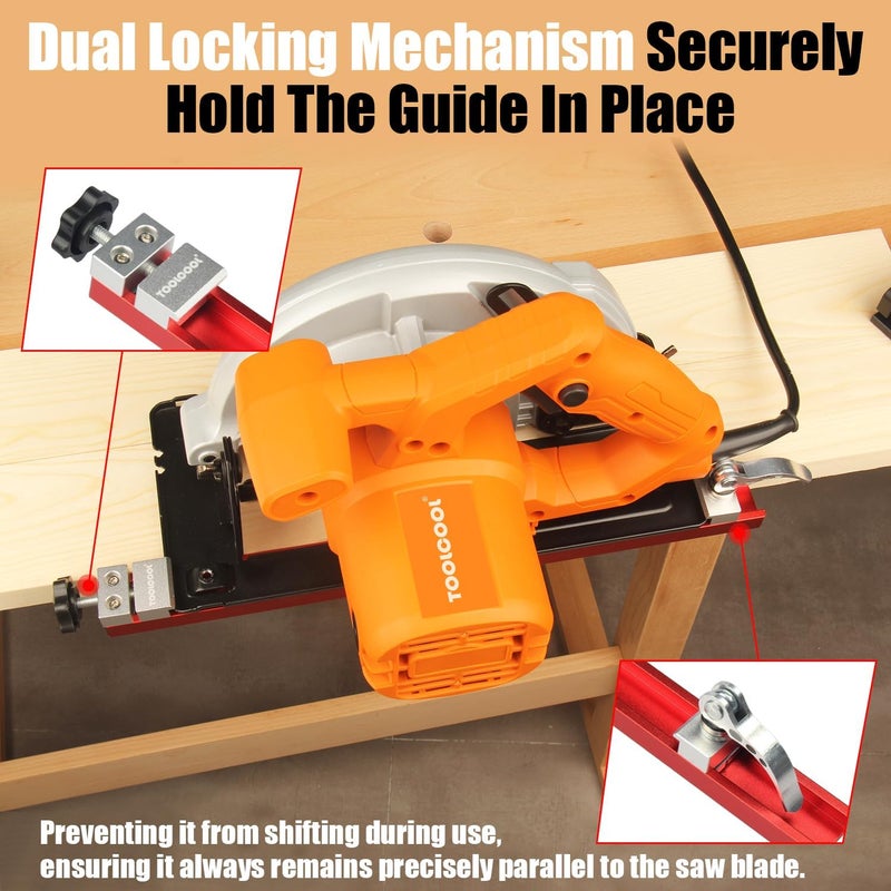 Toolcool Store ملحق دليل المنشار الدائري من سبائك الألمنيوم قابل للتعديل لسكك القطع لقص الشرائط الضيقة - Image 3